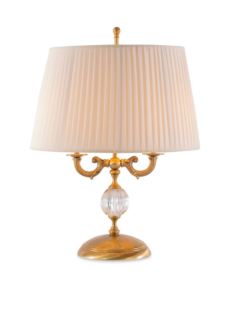Aged Brass Table Lamp W/ Crystal Insert | Maitland Smith - 8354-17