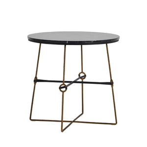 Stefan Iron Marble Round Side Table | Gabriella White - SCH-166130