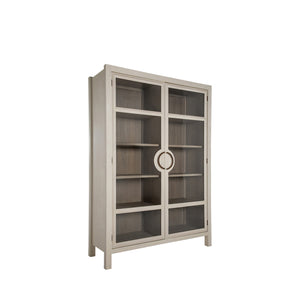 Elias Mindi Glass Storage Cabinet - 4 Shelves, Cerused White Natural Bay | Gabriella White - SCH-170190