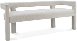 Athena Cream Boucle Fabric Upholstered Bench | Meridian Furniture - 865Cream