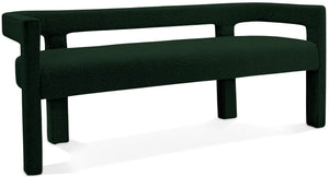 Athena Green Boucle Fabric Upholstered Bench | Meridian Furniture - 865Green