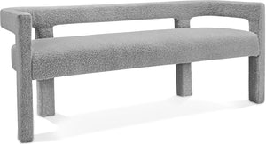 Athena Grey Boucle Fabric Upholstered Bench | Meridian Furniture - 865Grey