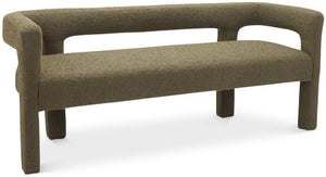 Athena Olive Green Boucle Fabric Upholstered Bench | Meridian Furniture - 865Olive