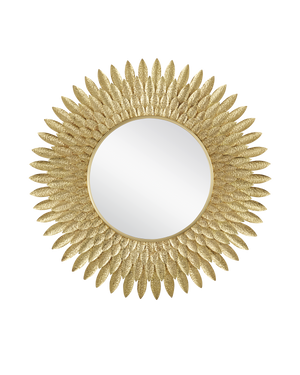Plume Round Mirror - Gold | Currey & Co - 1000-0160