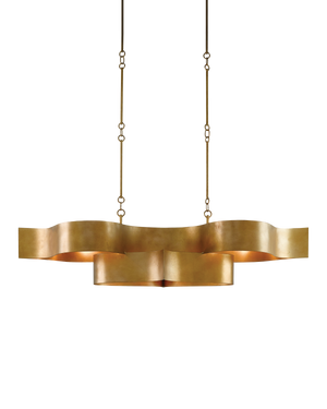 Currey & Co Grand Lotus Gold Oval Chandelier | 9000-0046