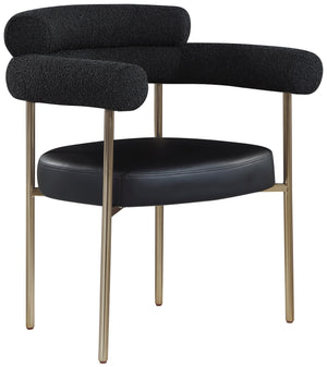 Blake Black Boucle Fabric And Vegan Leather Upholstered Dining Chair (Set of 2) | Meridian Furniture - 870Black-C