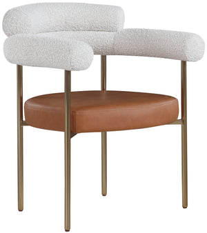 Blake Cognac Boucle Fabric And Vegan Leather Upholstered Dining Chair (Set of 2) | Meridian Furniture - 870Cognac-C