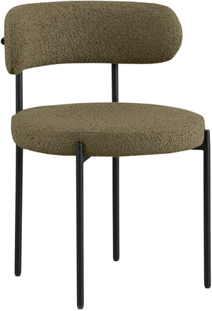 Beacon Olive Green Boucle Fabric Upholstered Dining Chair (Set of 2) | Meridian Furniture - 880Olive-C