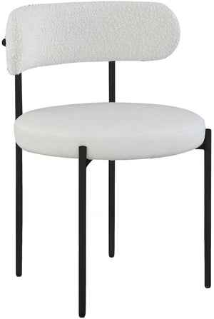 Beacon Cream Vegan Leather And Boucle Fabric Upholstered Dining Chair (Set of 2) | Meridian Furniture - 881Cream-C