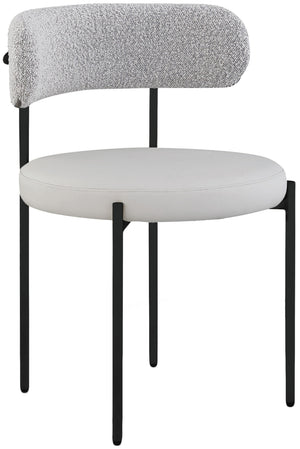 Beacon Taupe Vegan Leather And Boucle Fabric Upholstered Dining Chair (Set of 2) | Meridian Furniture - 881Taupe-C