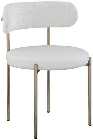 Beacon Cream Vegan Leather And Boucle Fabric Upholstered Dining Chair (Set of 2) | Meridian Furniture - 886Cream-C