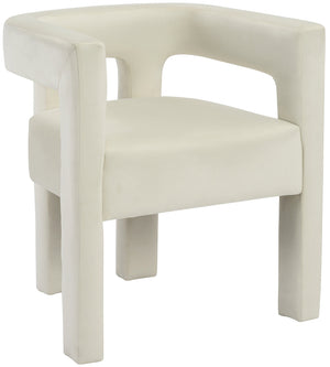 Athena Cream Velvet Upholstered Dining Chair | Meridian Furniture - 889Cream-C