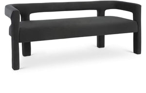 Athena Black Velvet Upholstered Bench | Meridian Furniture - 892Black