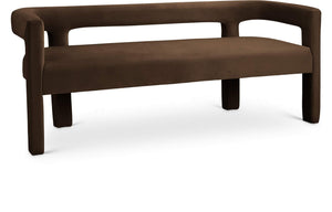 Athena Brown Velvet Upholstered Bench | Meridian Furniture - 892Brown