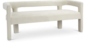 Athena Cream Velvet Upholstered Bench | Meridian Furniture - 892Cream