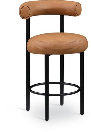 Bordeaux Cognac Vegan Leather Upholstered Counter Stool (Set of 2) | Meridian Furniture - 898Cognac-C