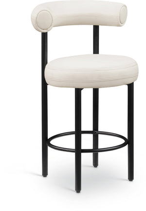 Bordeaux Cream Vegan Leather Upholstered Counter Stool (Set of 2) | Meridian Furniture - 898Cream-C