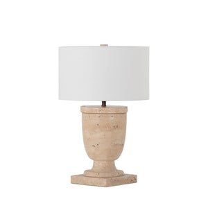 Obadiah Travertine Brushed Antique Brass Table Lamp | Gabriella White - SCH-175683