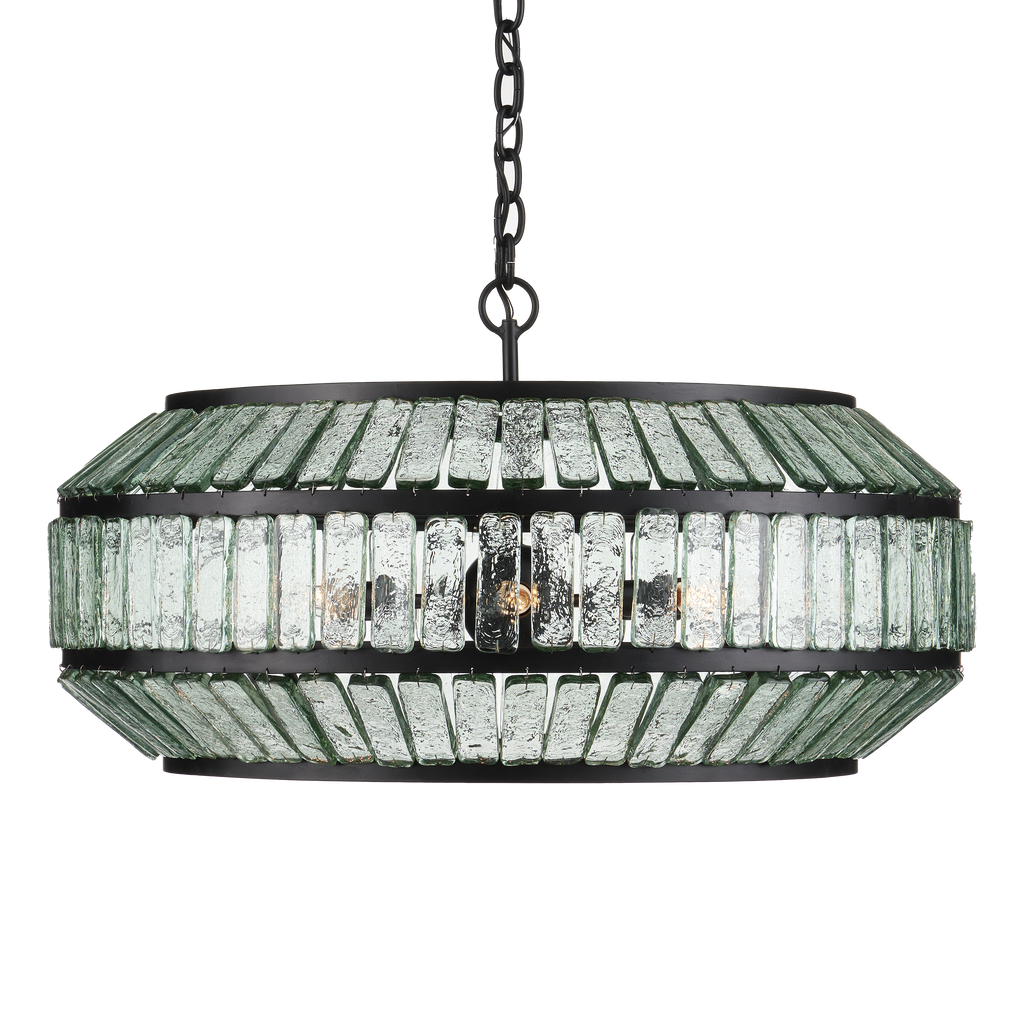 Currey & Company Centurion 28" Recycled Glass 6-Light Chandelier