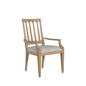 Mathis Wood Sculpted Back Dining Arm Chair - Rustic French Oak | Gabriella White - SCH-175993