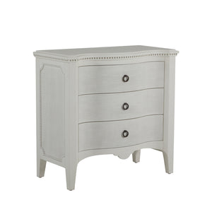 Sarah Mahogany Wood Serpentine Chest - 3 Drawers, Antique White | Gabriella White - SCH-167205