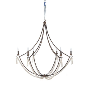 Nakita Metal Rust Coral White Candle Chandelier | Gabriella White - SCH-170045