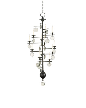 Currey & Co Sethos Large Black Recycled Glass Chandelier | 9125