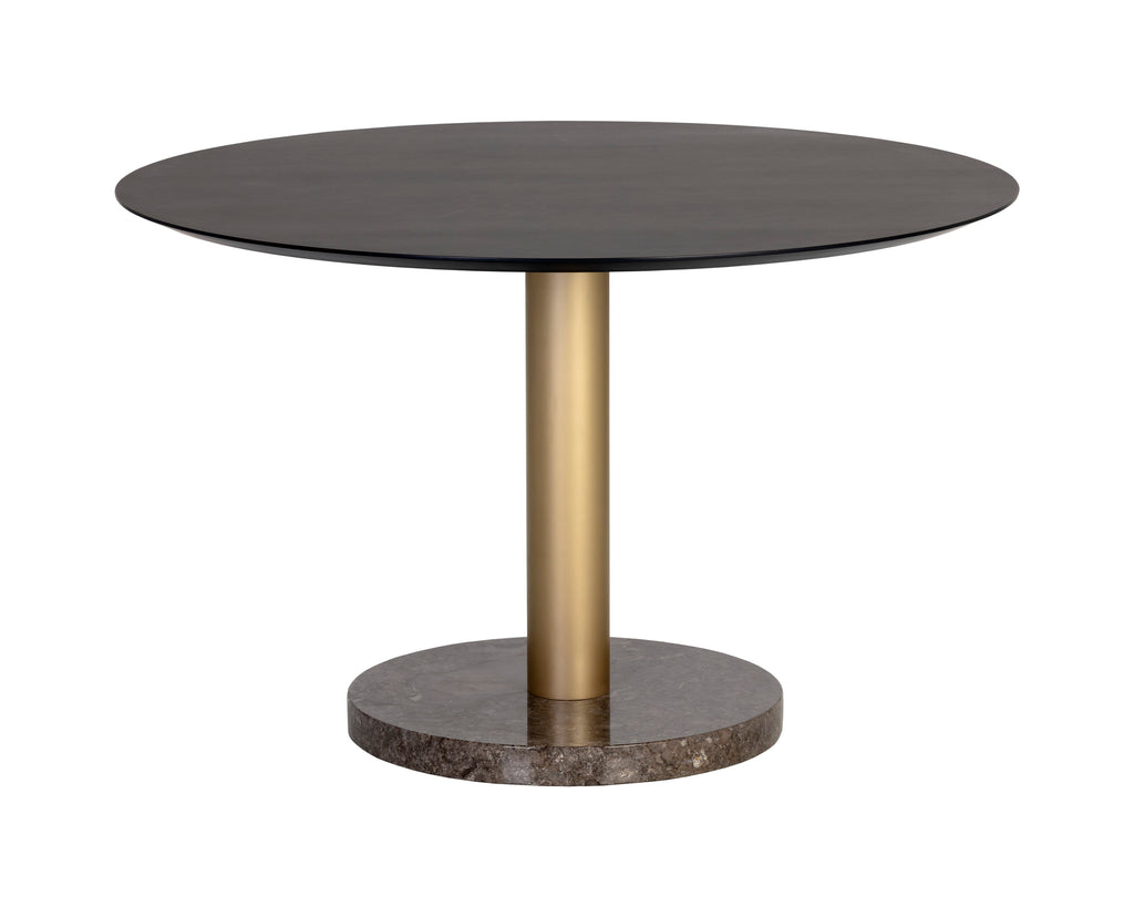 Monaco Dining Table - Gold - Grey Marble / Charcoal Grey - 48" | Sunpan Furniture - 105882