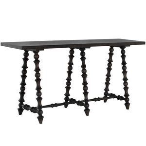 Kirkwood Mindi Veneer Rectangle Trestle Console Table - Forest Black | Gabriella White - SCH-175617