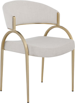 Privet Beige Linen Textured Fabric Upholstered Dining Chair (Set of 2) | Meridian Furniture - 930Beige-C
