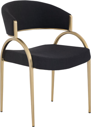 Privet Black Linen Textured Fabric Upholstered Dining Chair (Set of 2) | Meridian Furniture - 930Black-C