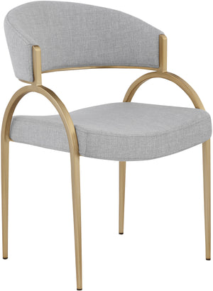 Privet Grey Linen Textured Fabric Upholstered Dining Chair (Set of 2) | Meridian Furniture - 930Grey-C