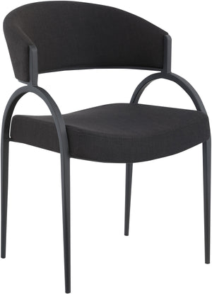 Privet Black Linen Textured Fabric Upholstered Dining Chair (Set of 2) | Meridian Furniture - 931Black-C