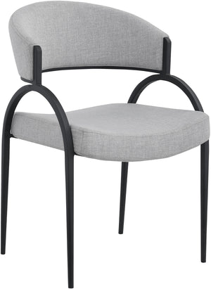 Privet Grey Linen Textured Fabric Upholstered Dining Chair (Set of 2) | Meridian Furniture - 931Grey-C