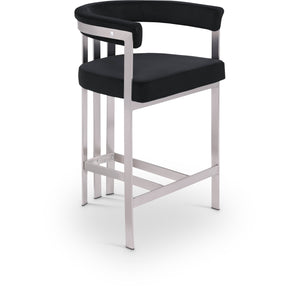 Marcello Black Velvet Upholstered Counter Stool (Set of 2) | Meridian Furniture - 939Black-C