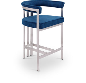 Marcello Navy Velvet Upholstered Counter Stool (Set of 2) | Meridian Furniture - 939Navy-C