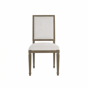 Danielle Oak Square Back Dining Chair - Burnished Sunbrella Linen Dove | Gabriella White - SCH-560-S300-F03