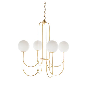 Granville Glass Brass Matte Frosted Globe Chandelier | Gabriella White - SCH-175019