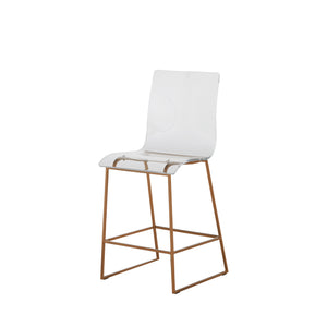 King Iron Acrylic Counter Stool - Antique Gold Clear | Gabriella White - SCH-151140