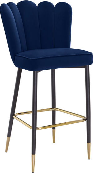 Lily Navy Velvet Upholstered Bar Stool (Set of 2) | Meridian Furniture - 961Navy-C
