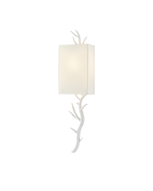 Currey & Co Baneberry White Wall Sconce, White Shade, Left | 5000-0148