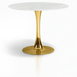 Holly 36" Gold Marble Veneer Top And Metal Base Dining Table (3 Boxes) | Meridian Furniture - 971-T