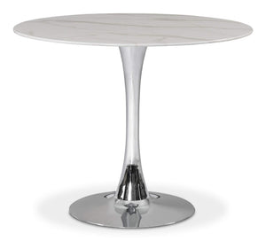 Holly 36" Chrome Marble Veneer Top And Metal Base Dining Table (3 Boxes) | Meridian Furniture - 972-T