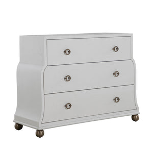 Pearl Oak Wood Chest - 3 Drawers, Ivory White | Gabriella White - SCH-175839