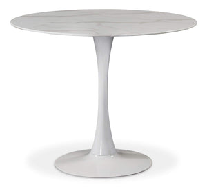 Holly 36" White Marble Veneer Top And Metal Base Dining Table (3 Boxes) | Meridian Furniture - 974-T
