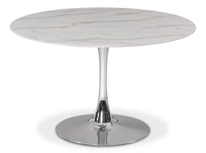 Holly 48" Chrome Marble Veneer Top And Metal Base Dining Table (3 Boxes) | Meridian Furniture - 976-T