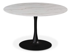 Holly 48" Black Marble Veneer Top And Metal Base Dining Table | Meridian Furniture - 977-T