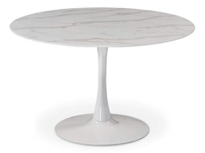 Holly 48" White Marble Veneer Top And Metal Base Dining Table | Meridian Furniture - 978-T