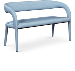 Sylvester Light Blue Vegan Leather Upholstered Bench | Meridian Furniture - 988LtBlu