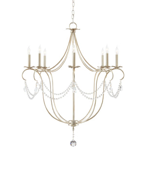 Currey & Co Crystal Lights Large Silver Chandelier | 9891